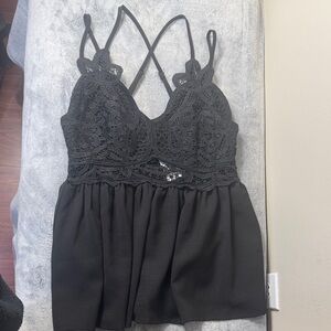 Willow & Root Black Lace Tank Top - Size Small